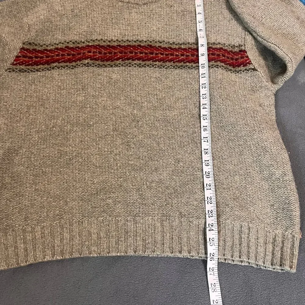 VTG American Eagle Lambswool Sweater Mens XL Beige Fair Isle Stripe Fisherman